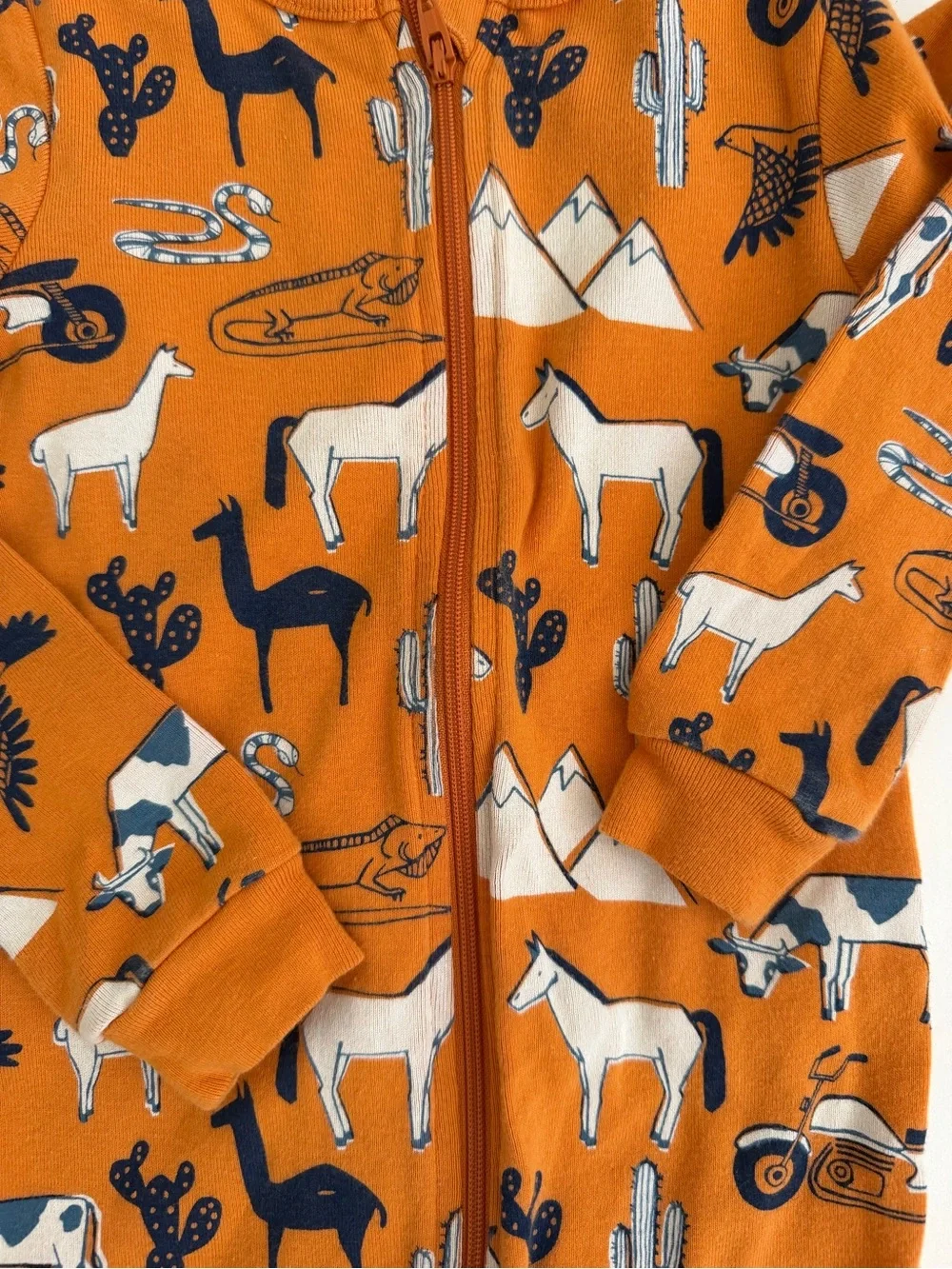 Tea Kids Orange desert  Print Zip One-Piece Pajamas size 4